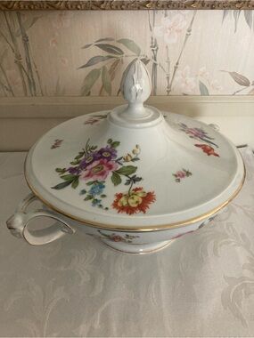 Rosenthal Terrine in White Floral Vintage China  with Gold Trim